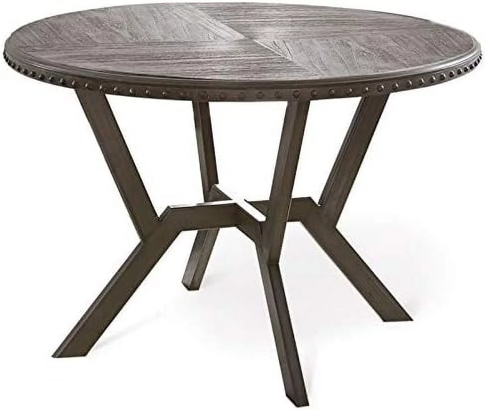 Round Dining Table In Rustic Distressed Gray