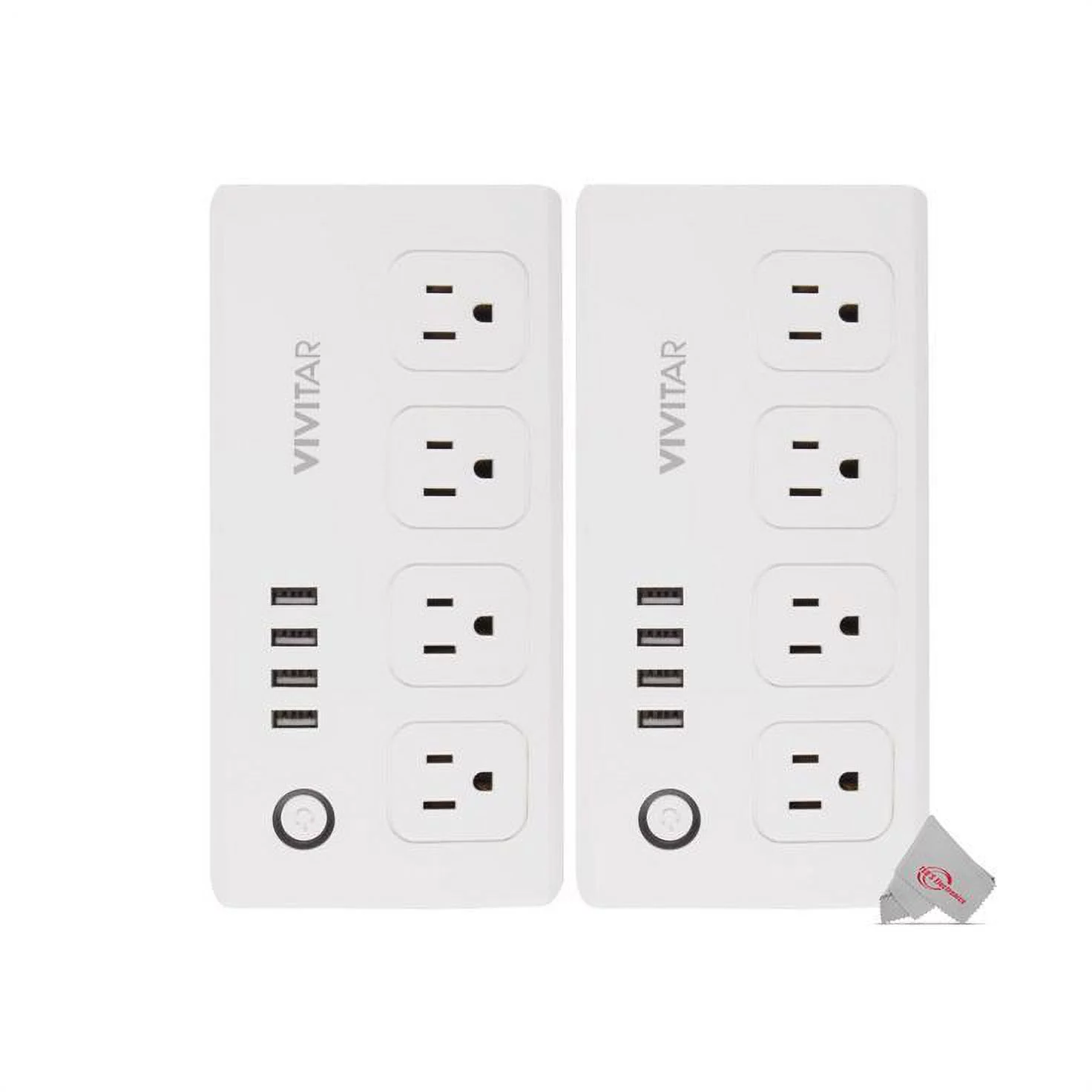 2x Vivitar Smart Home Smart Plug Power Strip 4 Wi-Fi Outlets + 4 USB Ports  No Hub Required