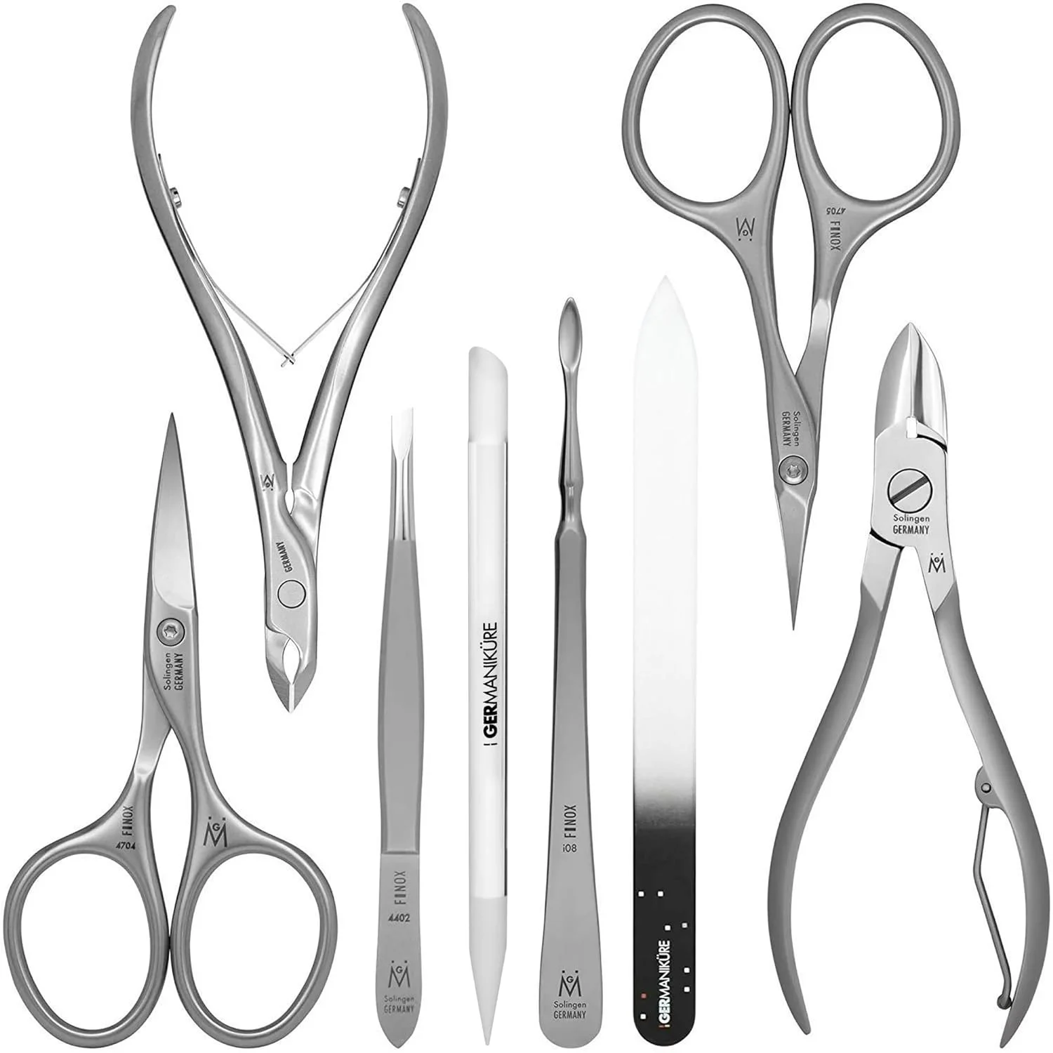 8Pc Manicure Set In Leather Case - FINOX Stainless Steel Tools Handmade In Solingen Germany – Professional Nail And Cuticle Care
