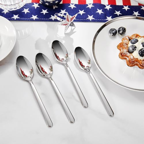 KEAWELL Premium Lucent 4-Piece 6.4 inch Spoon Set – 18/10 Stainless Steel Silverware with Mirror Polish, Dishwasher Safe for Table Setting and Entertaining (4, Teaspoons)