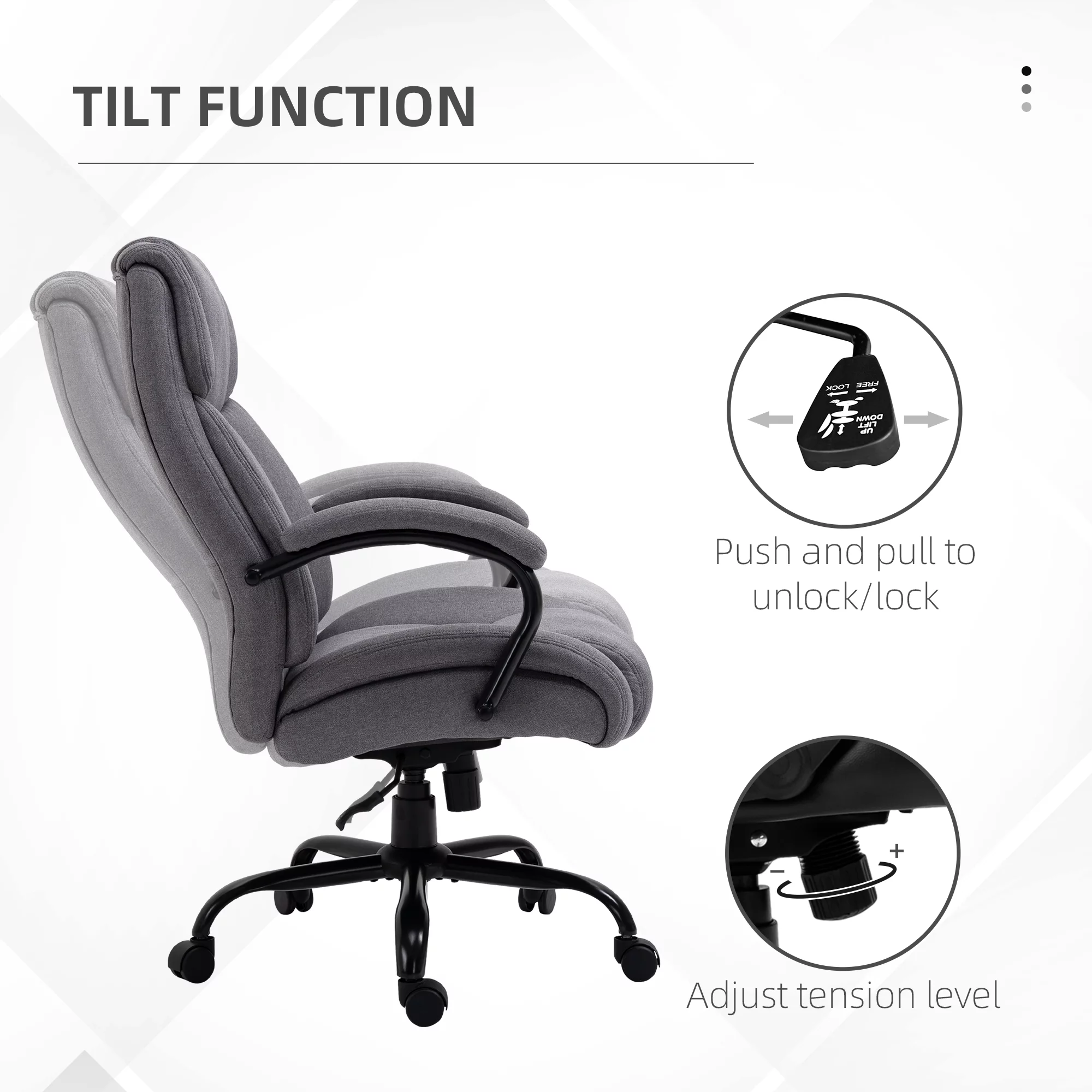 CoSoTower High Back Big and Tall Executive Office Chair 484Lbs with Wide Seat, Computer Desk Chair with Linen Fabric, Adjustable Height, Swivel Wheels, Light Grey