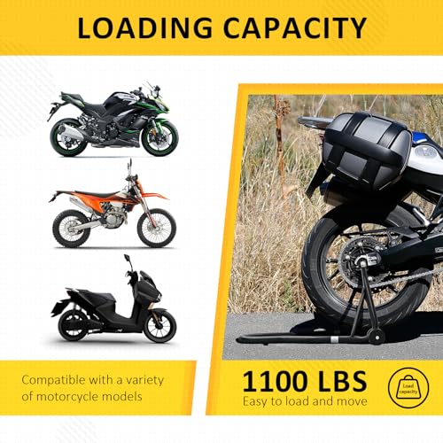PENSUN Universal Motorcycle Stand Lift, 1100lbs Front Rear Combo Stand, Front Wheel Fork Stand, Rear U+L Fork Swingarm Spool Stand, Fit for Most Yamaha, Honda, Kawasaki, Suzuki, BMW Motorcycles, Black