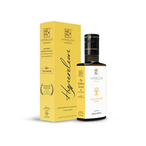 HYPERELEON ULTRA GOLD | Premium, Organic, Supremely Rich in Polyphenols, Greek Extra Virgin Olive Oil 100% Pure & Natural | Bio & Unfiltered | 90 Top Global Awards | 260ml (Pack of 1)