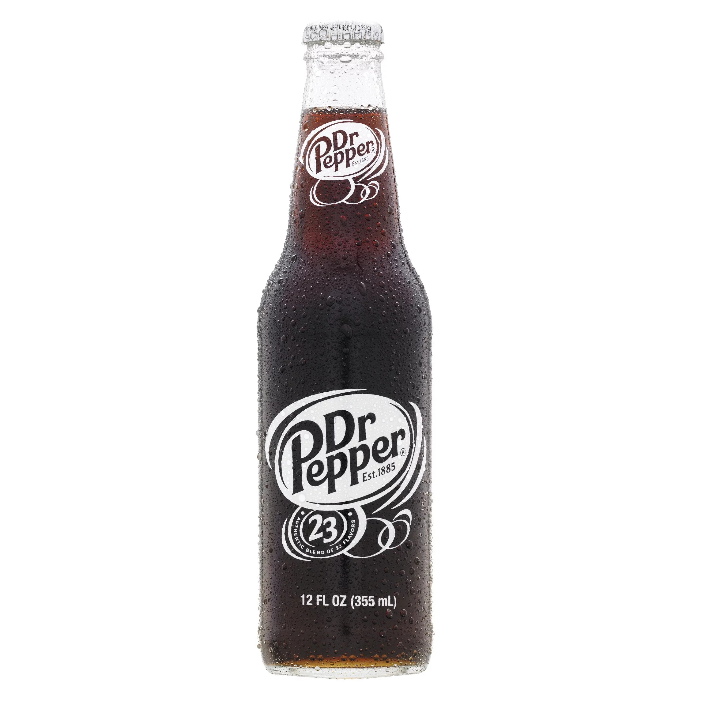Dr Pepper Soda, 12 fl oz glass bottle