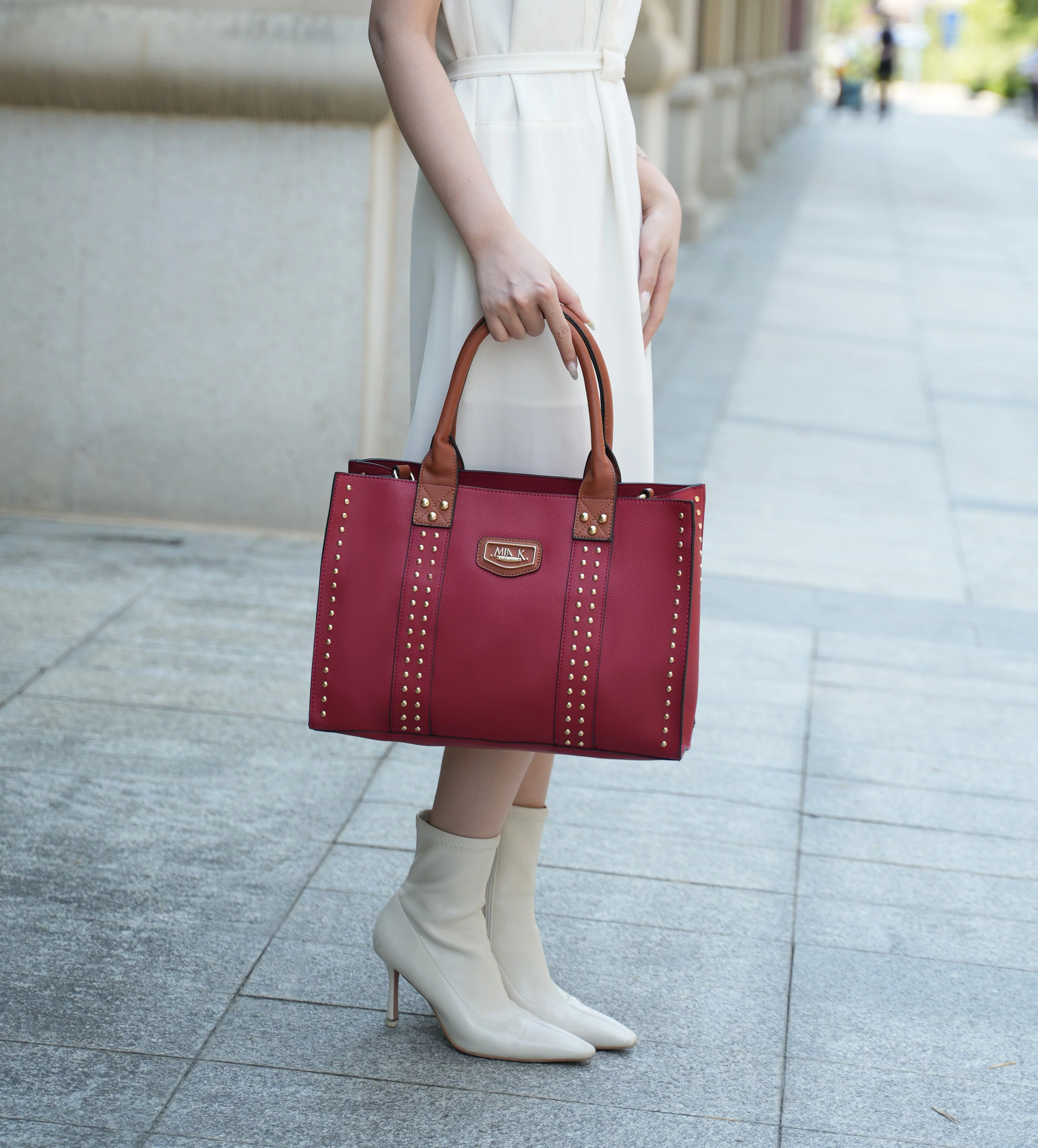 MKF Collection Women's Davina Faux Leather Tote Bag and Wallet Set, 2-Piece, Navy