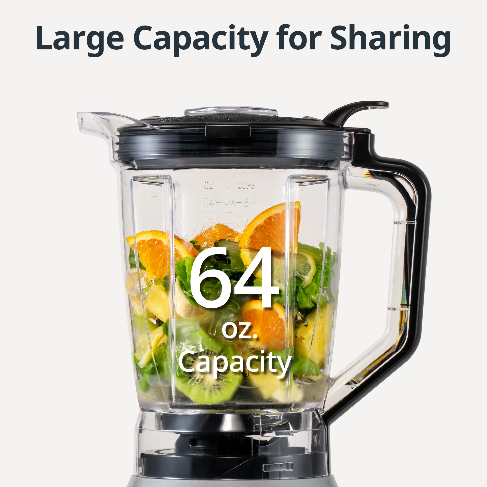 Larinest Blender for Smoothies and ices,64oz Countertop Blender and Personal Blender Combo,3 Speeds+Pulse Functions,BD02,Black