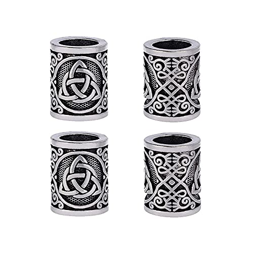 Yahpetes Hair Beard Bead 4Pcs Celtics Knots Triquetra Viking Beads 0.59