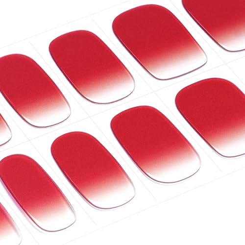 DANNI & TONI Semi Cured Gel Nail Strips Christmas Santa Claus Snowflakes Cat Eye Gel Nail Wraps 28 Stickers | Mistletoe Meow