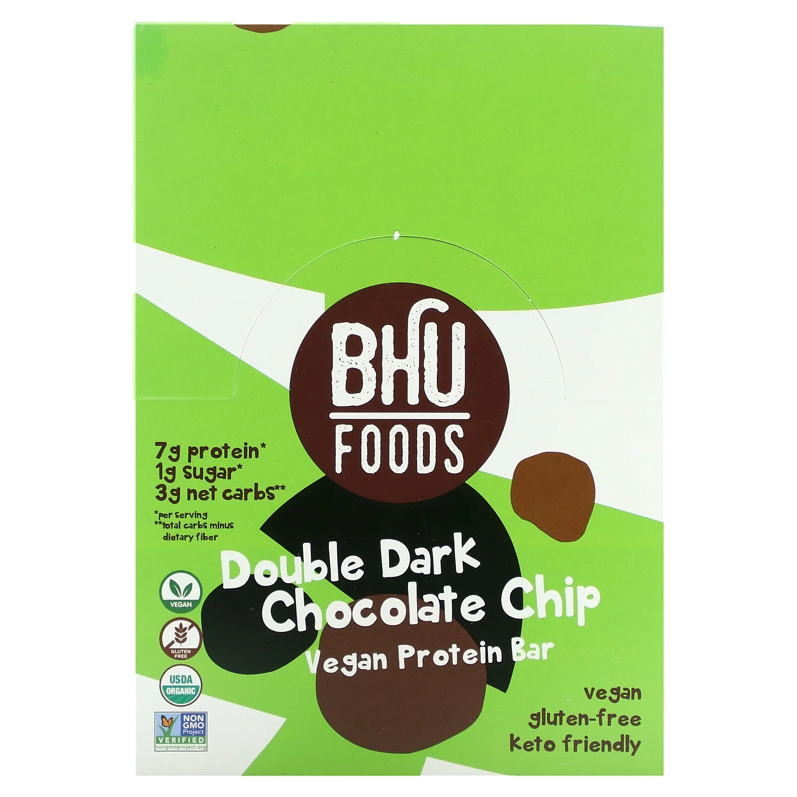 Bhu Foods Vegan Protein Bar Double Dark Chocolate Chip
