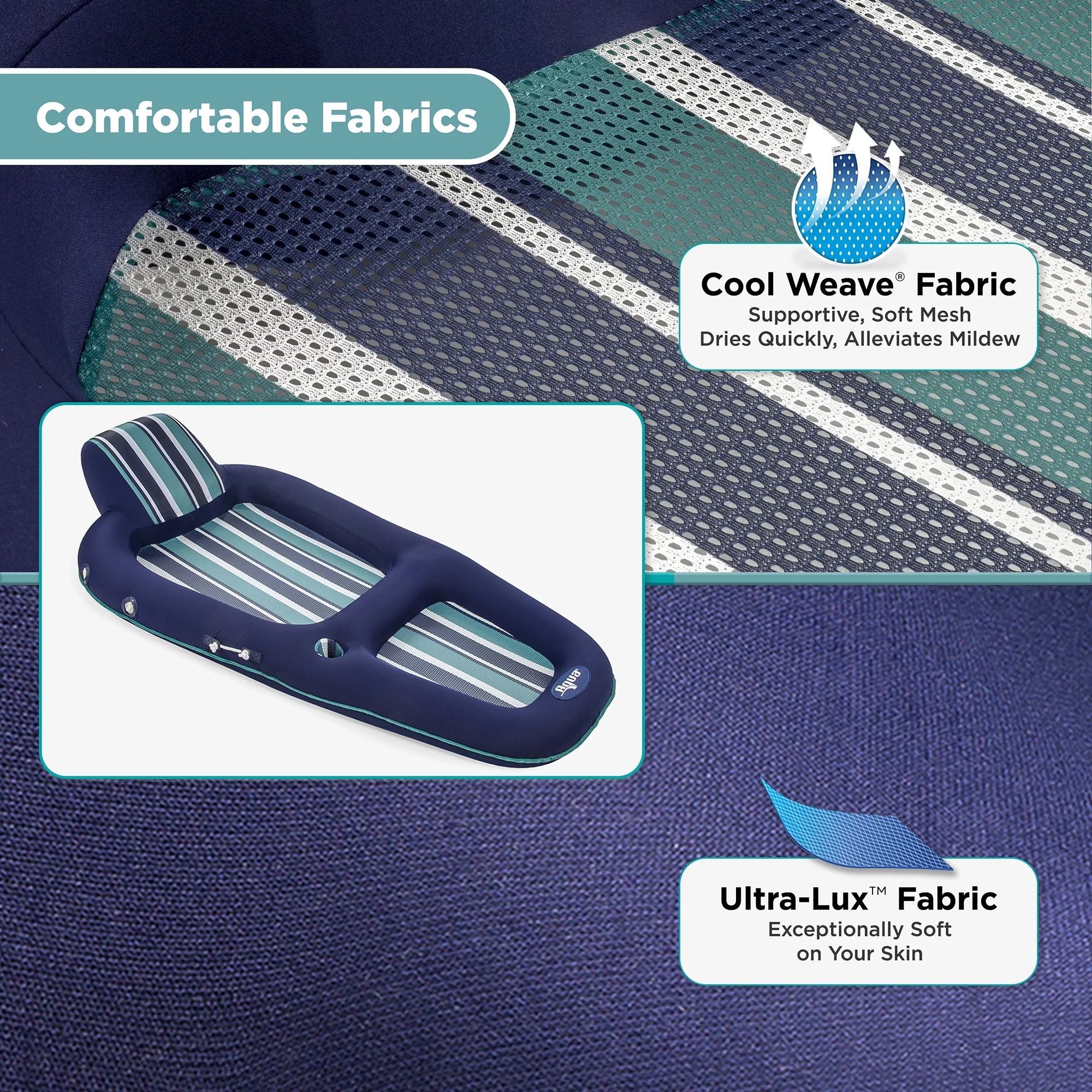 Aqua Leisure Inflatable Pool Lounger Float w Sunshade Canopy, Blue (2 Pack)