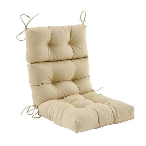 Outdoor High Back Chair Cushion,Water Resistant Tufted Adirondack Rocking Chair Cushion with Ties,Replacement Seat Cushion for Patio Furniture,Purple