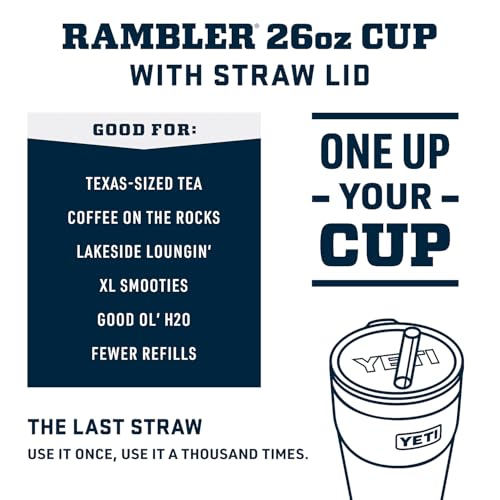 YETI Rambler 26 oz Straw Cup, Vacuum Insulated, Stainless Steel with Straw Lid
