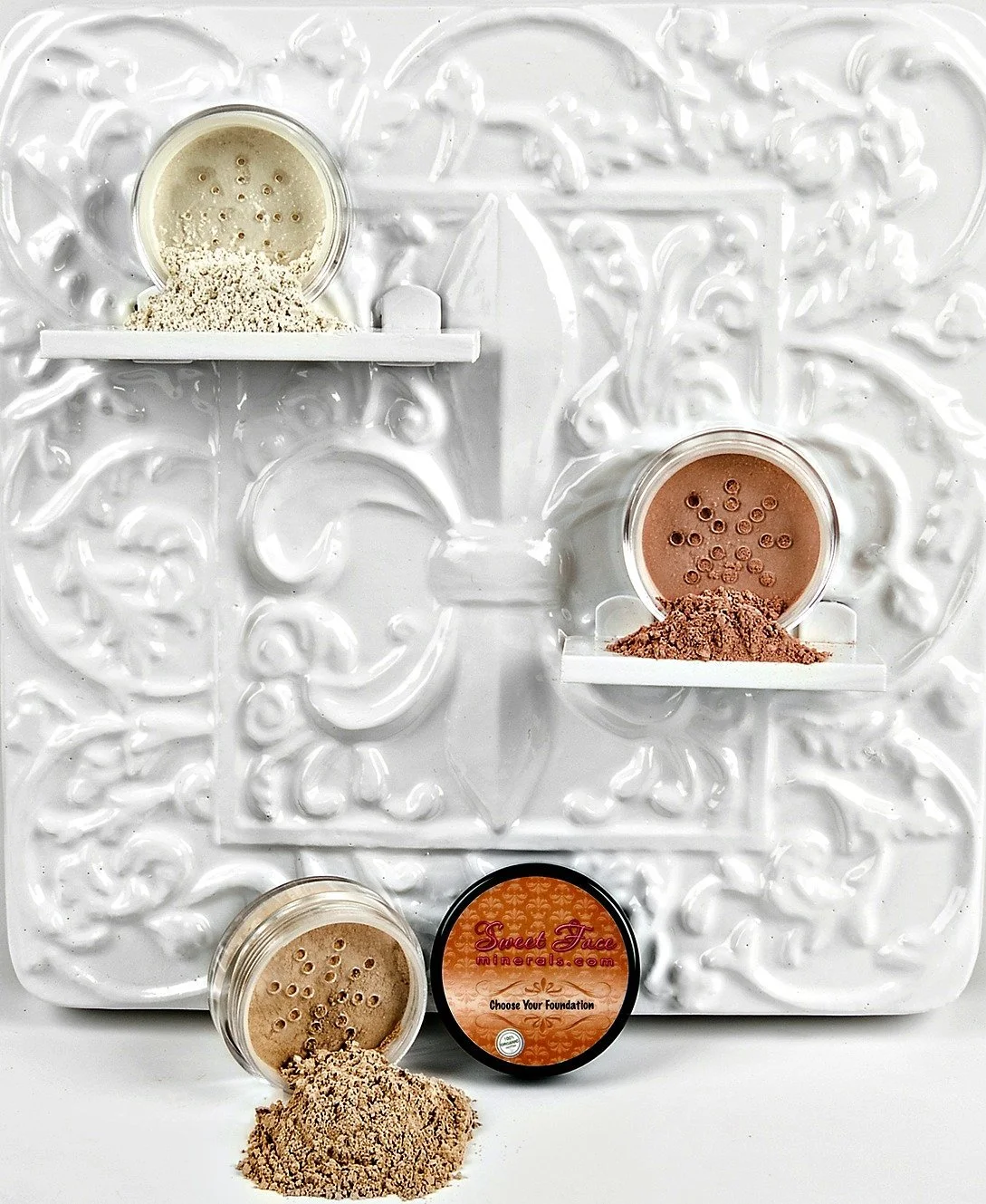 3 pc Kit (FULL SIZE, LIGHT TAN) Mineral Makeup Set Bare Face Sheer Powder Matte Foundation Cover