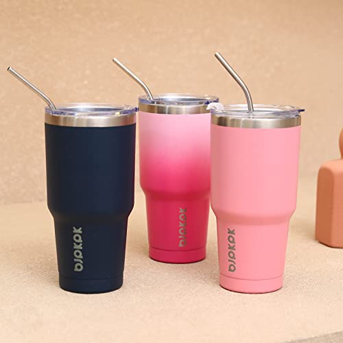 BJPKPK Insulated Tumbler 20 oz Stainless Steel Coffee Travel Thermal Cup With lids And Straws,Light Pink