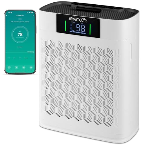 SereneLife HEPA Air Purifier for Home – Smart WiFi & App Control, Ultra-Quiet Air Purifier for Bedrooms & Large Rooms, Removes Dust, Pet Hair & Odors, Ideal for Pets & Allergies (1,800 Sq Ft, White)