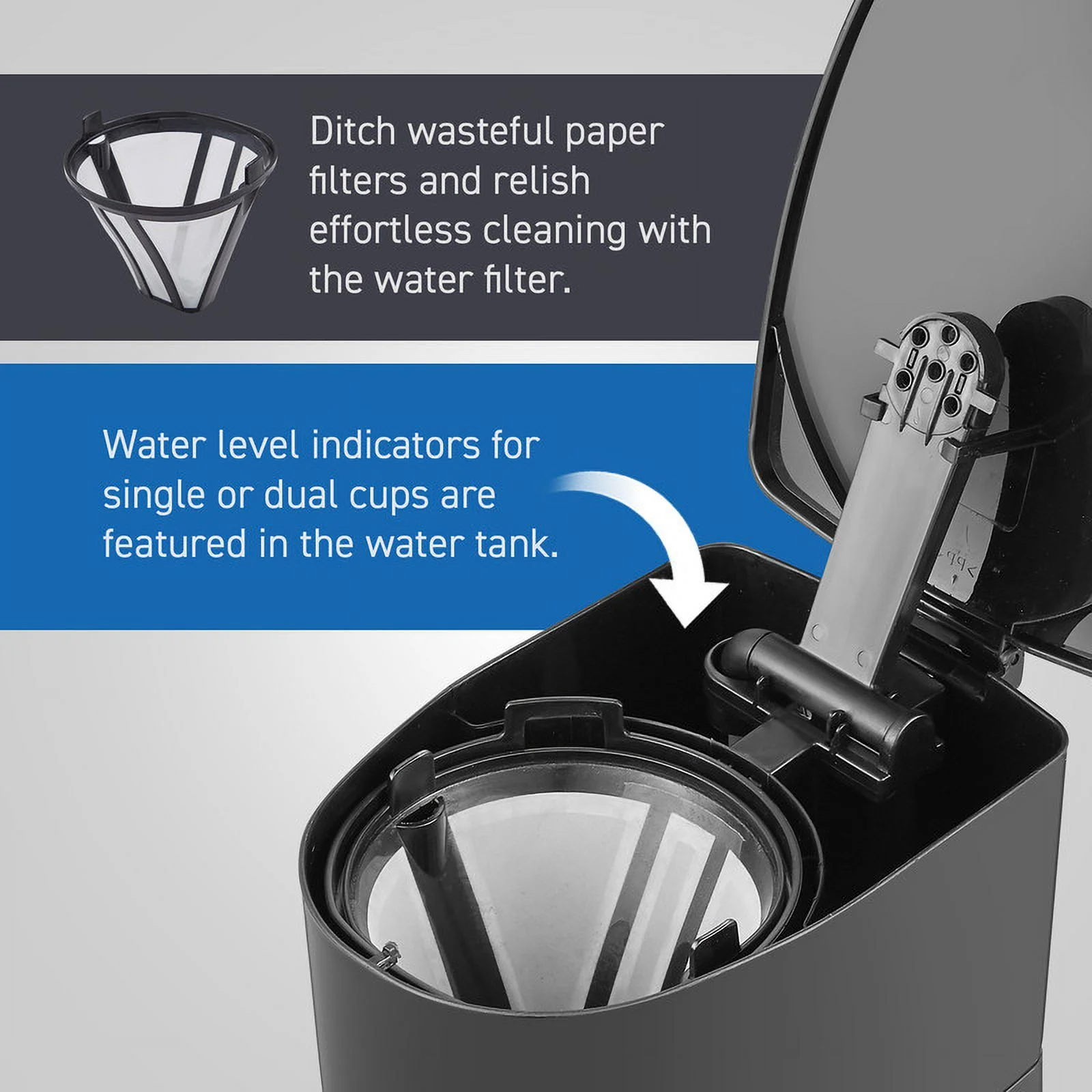 Elite Cuisine Personal Coffee maker with Dual Stainless Steel Interior Mugs