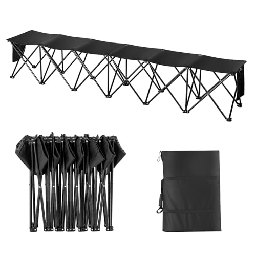 VEVOR Portable Folding Bench, Foldable Sideline Bench with Carry Bag & Backrest, Team Sport Sideline Bench for Football Fishing