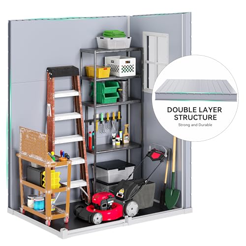 DWVO 6x4.4 FT Resin Storage Shed with Fence-Style and Side Windows, Lockable Door, and Vents for Garden, Backyard, Patio, Lawn, Brown