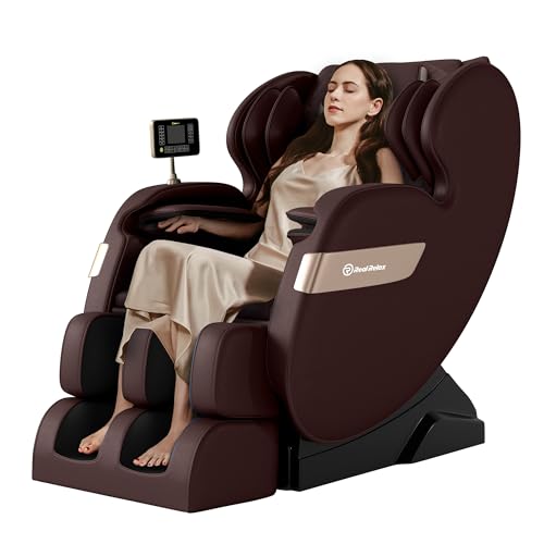 Real Relax 2025 Dual Core S Track Massage Chair,Full Body Airbags Massage Recliner,Zero Gravity with APP and LCD Control,Lower Back and Calf Heating,Foot Roller,Bluetooth,Home or Office Use,Black