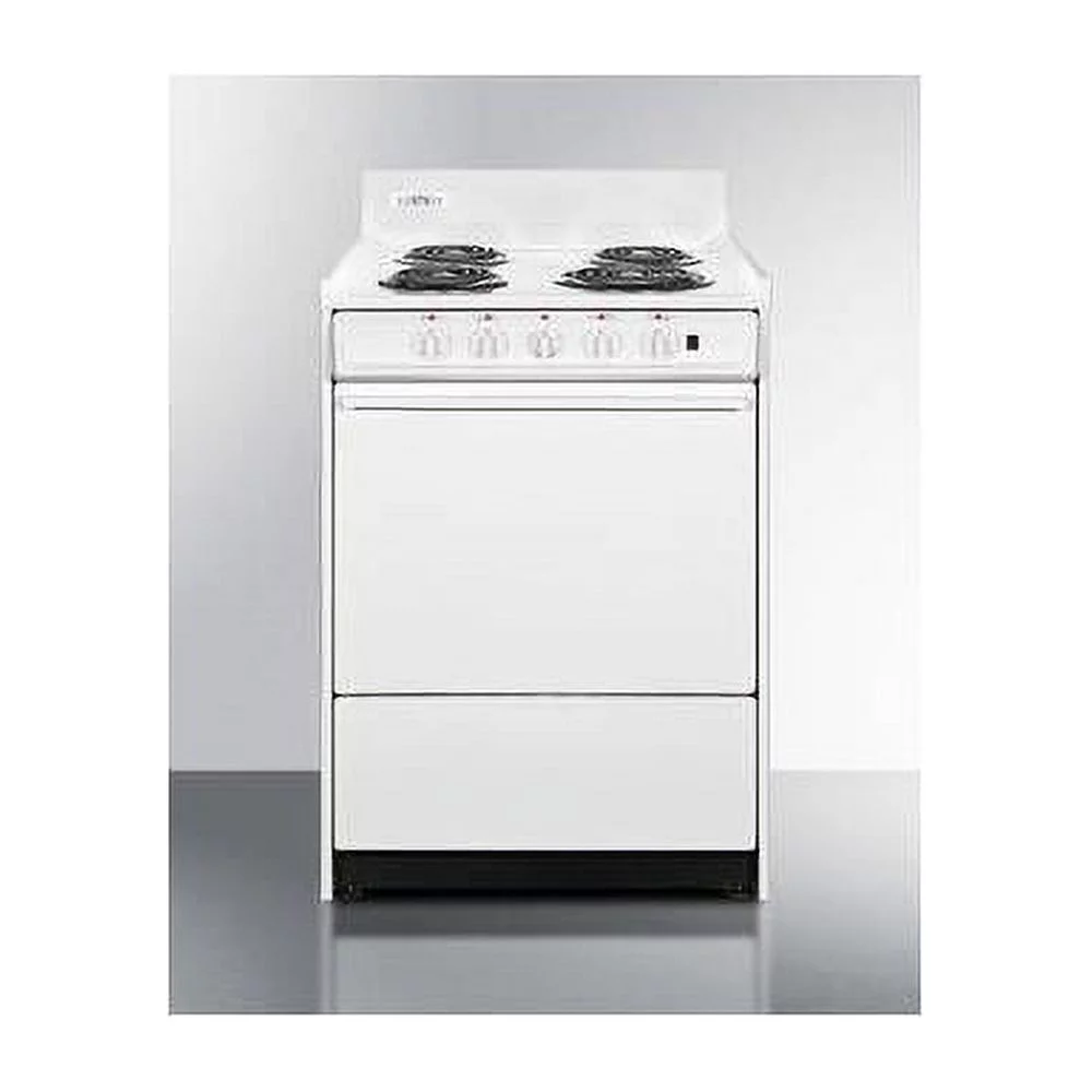 Summit Appliance WEM6171Q 24 in. Electric Range with Indicator Lights & A Three-prong Line Cord, White