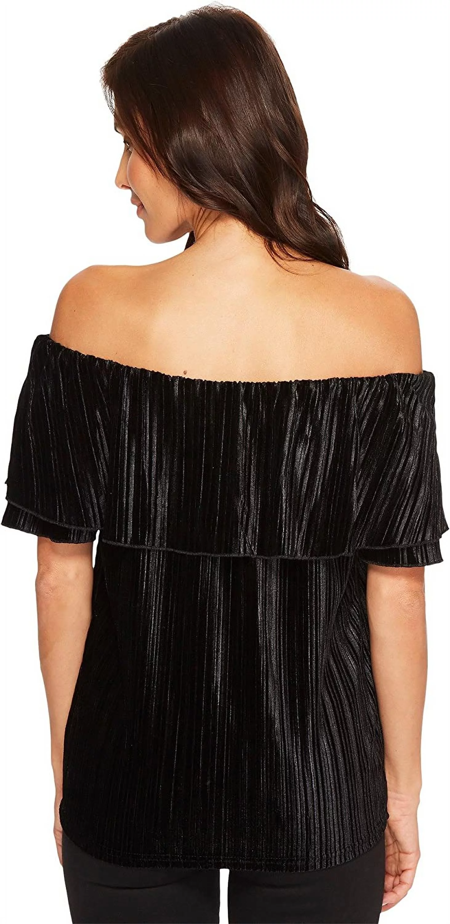 Sanctuary Clothing Womens Celeste Velvet Off the Shoulder Blouse, Black, Medium