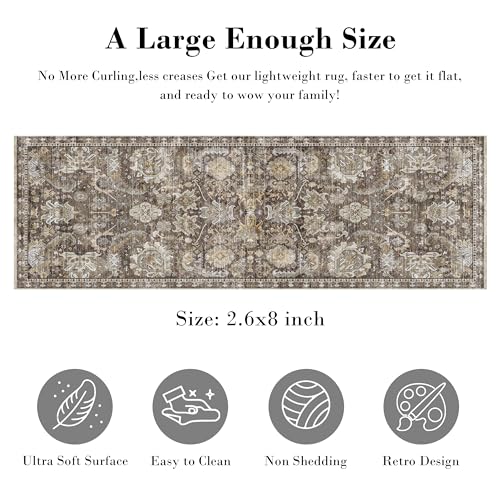 Washable Area Rug - 1/6 Thick - Stain & Water Resistant Non-Slip - Resistant Rug for Living Room, Bedroom, Nursery, Pet & Child Friendly, Vintage Charm Area Rugs (Burgundy, 6' x 9')