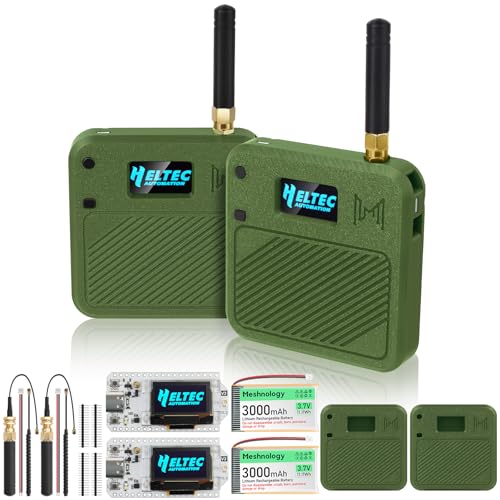 2 Pack ESP32 LoRa V3 Development Board with 915MHz Antennas + 3000mAh Battery + Meshtastic Case, ESP32-S3 SX1262 Integrated WiFi Bluetooth OLED Display for Arduino LoRaWAN IOT (N32 Version, Blue)