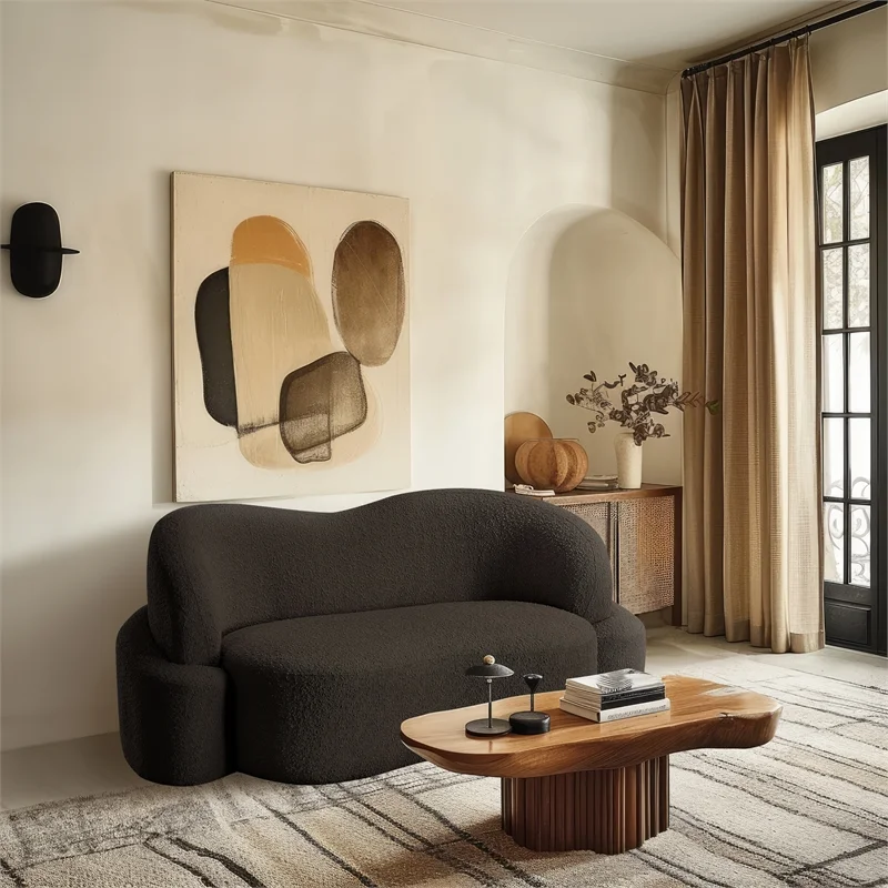 Meridian Furniture Principessa Brown Boucle Fabric Loveseat