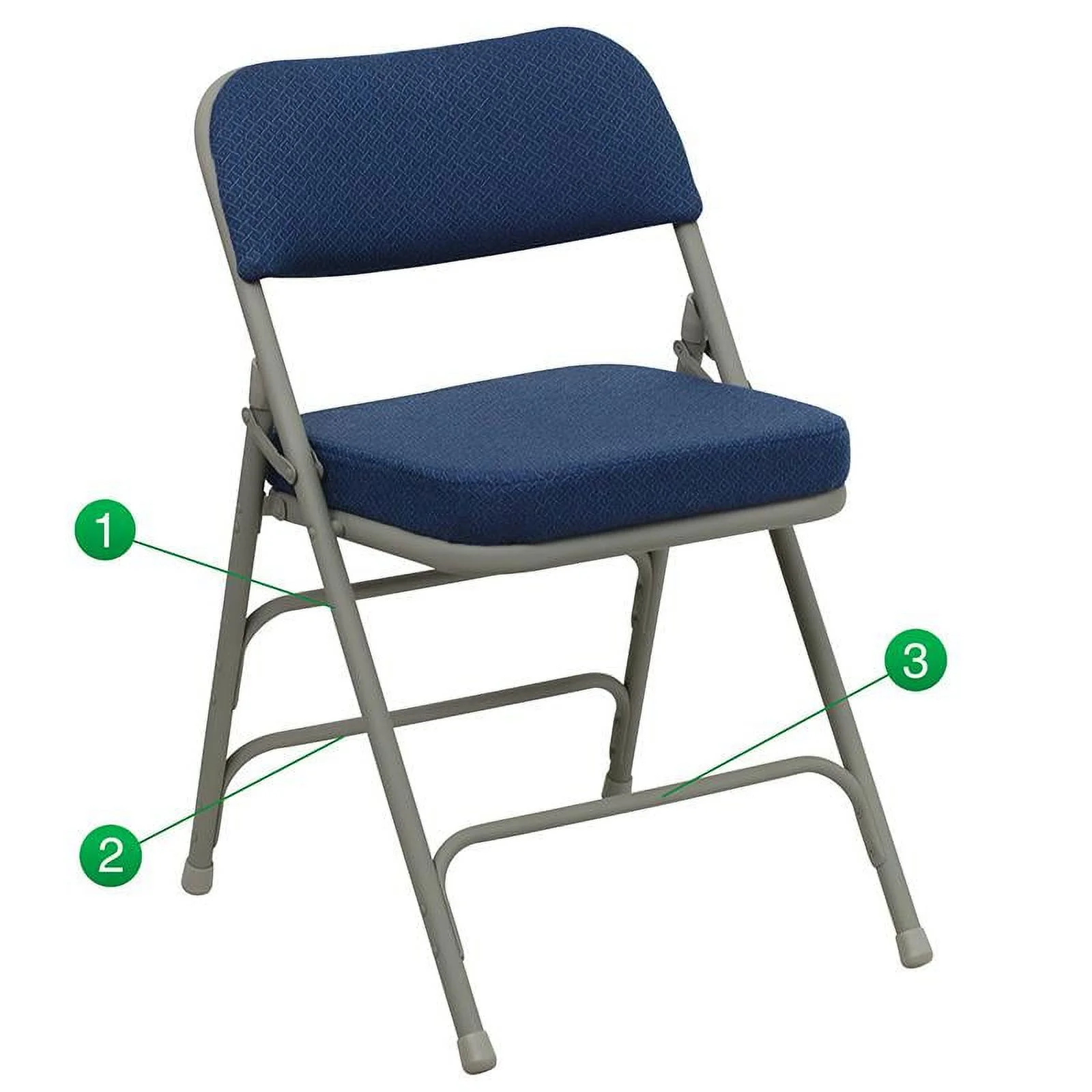 Hercules Hinged Fabric Padded Folding Chair - 4-Pack, Navy Blue
