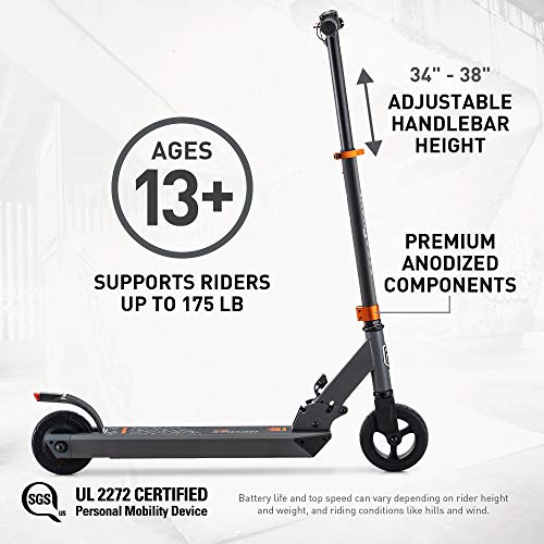 Mongoose React Electric Kids Scooter, Boys & Girls Ages 8+, Max Speed 6-15 MPH, Aluminum Handlebars and Frame, Rear Foot Brake, Battery and Charger Included