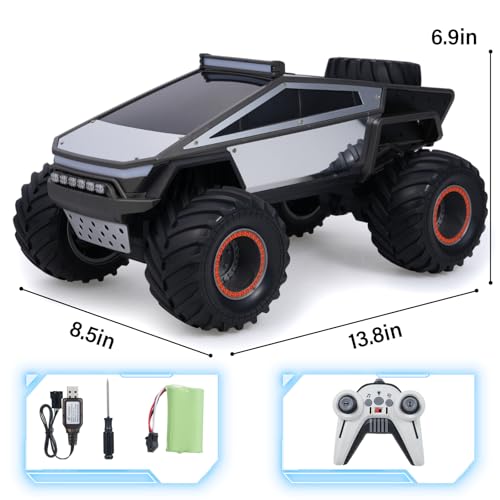 Remote Control Pickup Truck Style Toy car,1:12 Scale with Alloy Shell Lights and Sounds, 2.4GHz All Terrain Toy Car with Rechargeable Battery，for Boy Kids Adults Monster Truck Toys