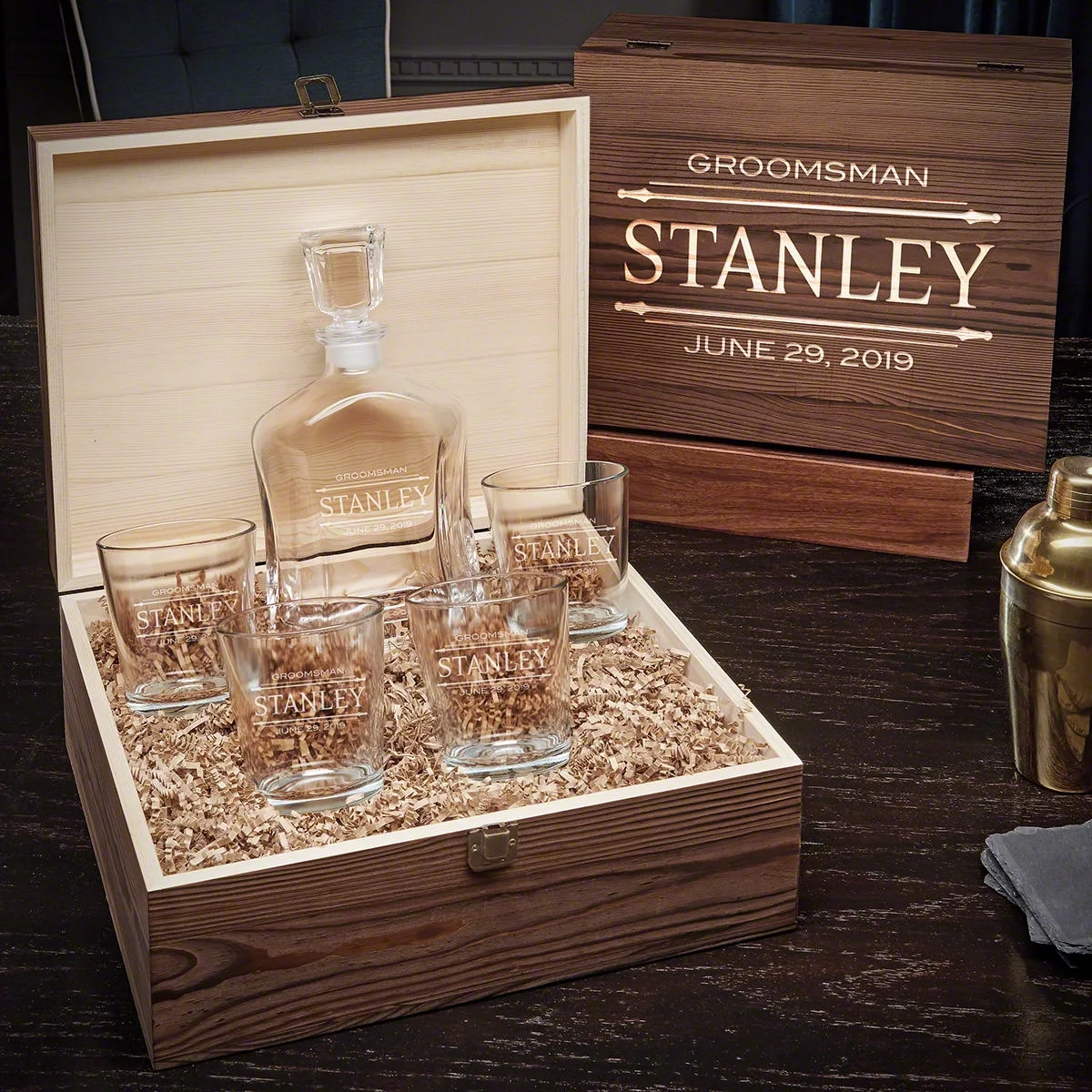 Stanford Custom Argos Liquor Decanter Set with On the Rocks Glasses