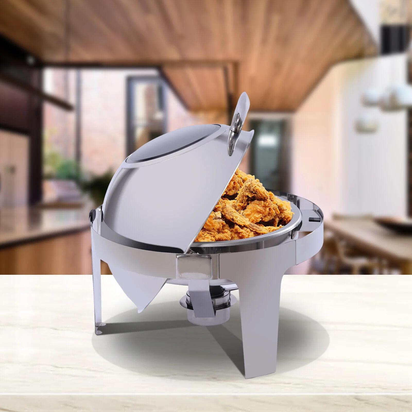 FETCOI 6L Electric Catering Chafing Dish Set Buffet Warmer Chafing Dish w/ Rolling Lid