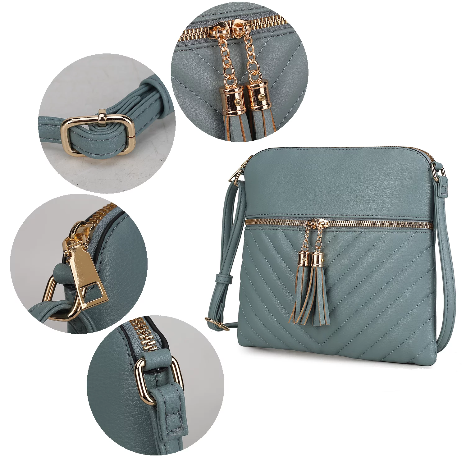 MKF Collection Winnie Crossbody Handbag - Women's Vegan Leather Medium Messenger by Mia K. - Brown