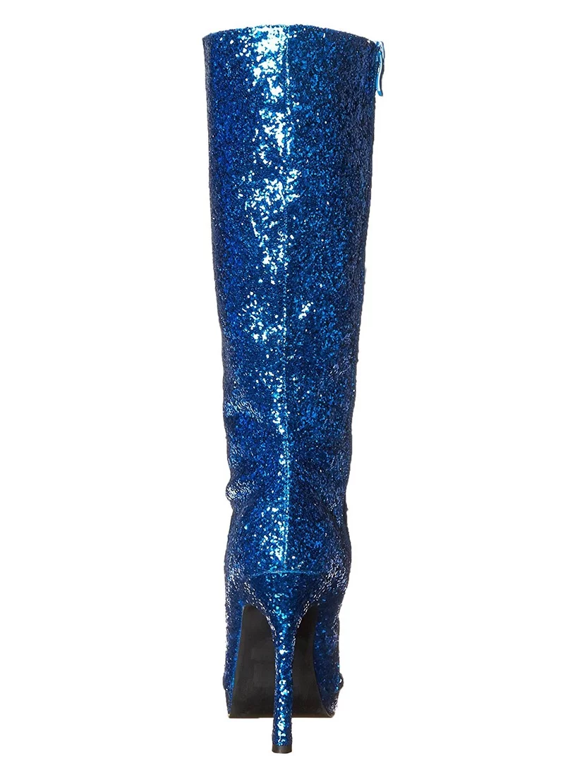 Ellie Shoes E-421-Zara 4 Knee-High Boot with Glitter Blue / 9
