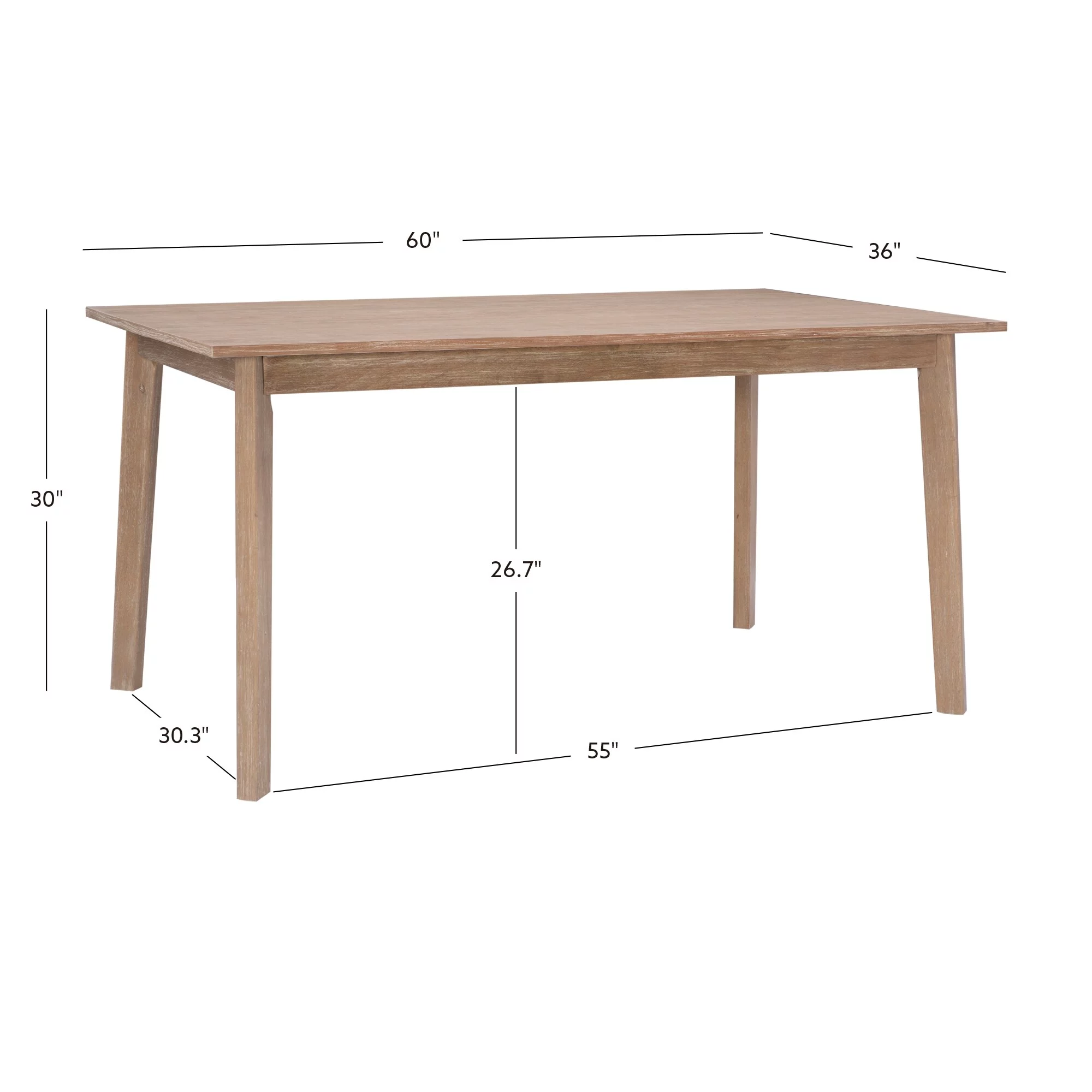 Linon Dolan Solid Rubberwood 60-inch Dining Table Natural