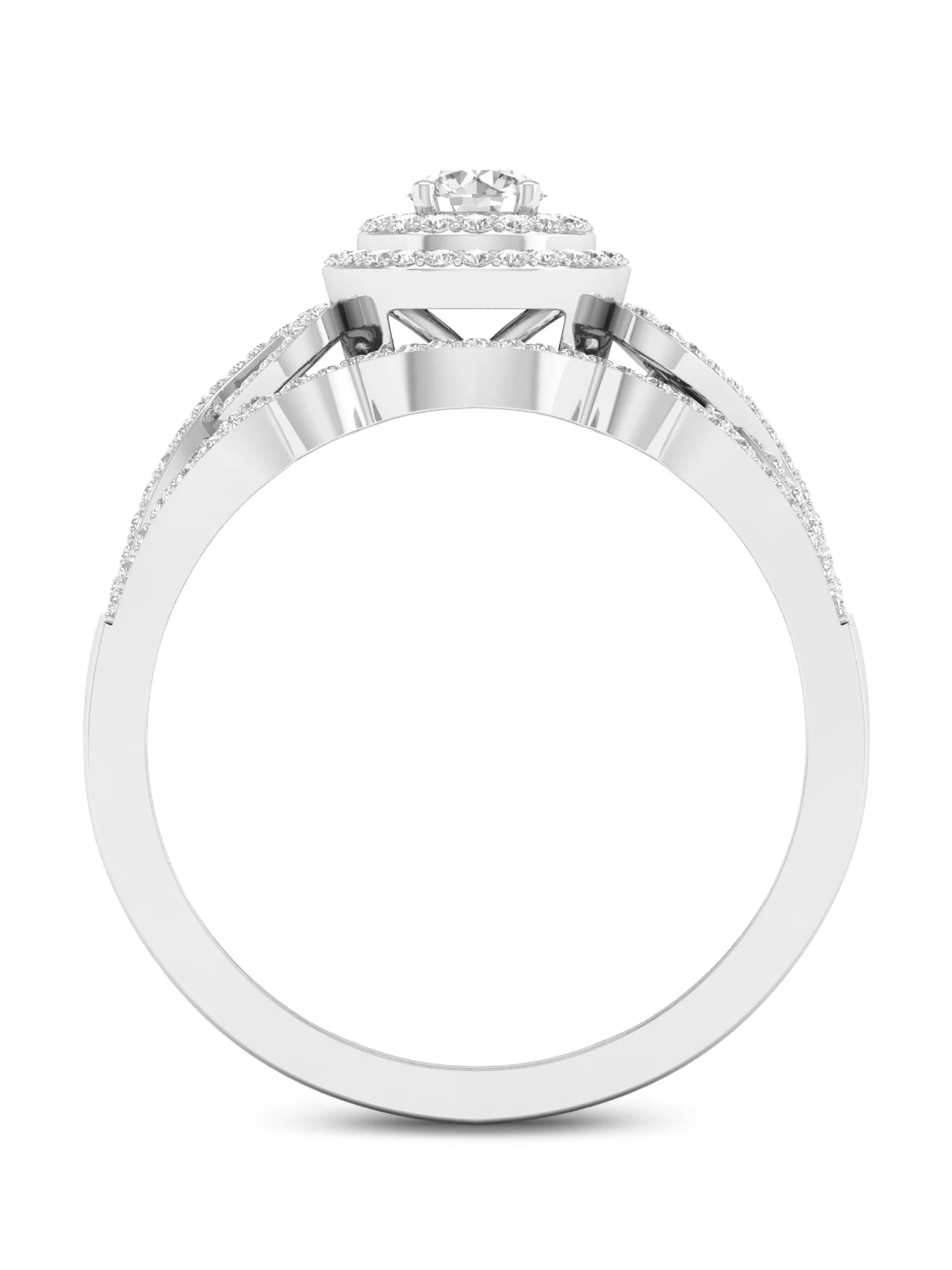 Imperial 1/2Ct TDW Diamond 10k White Gold Double Halo Bridal Set (H-I, I2)