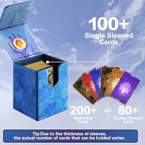 Trading Card Storage Box for MTG/TCG/YuGiOh, Commander Deck Case Fits 2000+ Cards, 10 Dividers, Dice Set, 3 Foam Stoppers, PU Leather, Magnetic Closure, Magic, Sports Cards (Red)