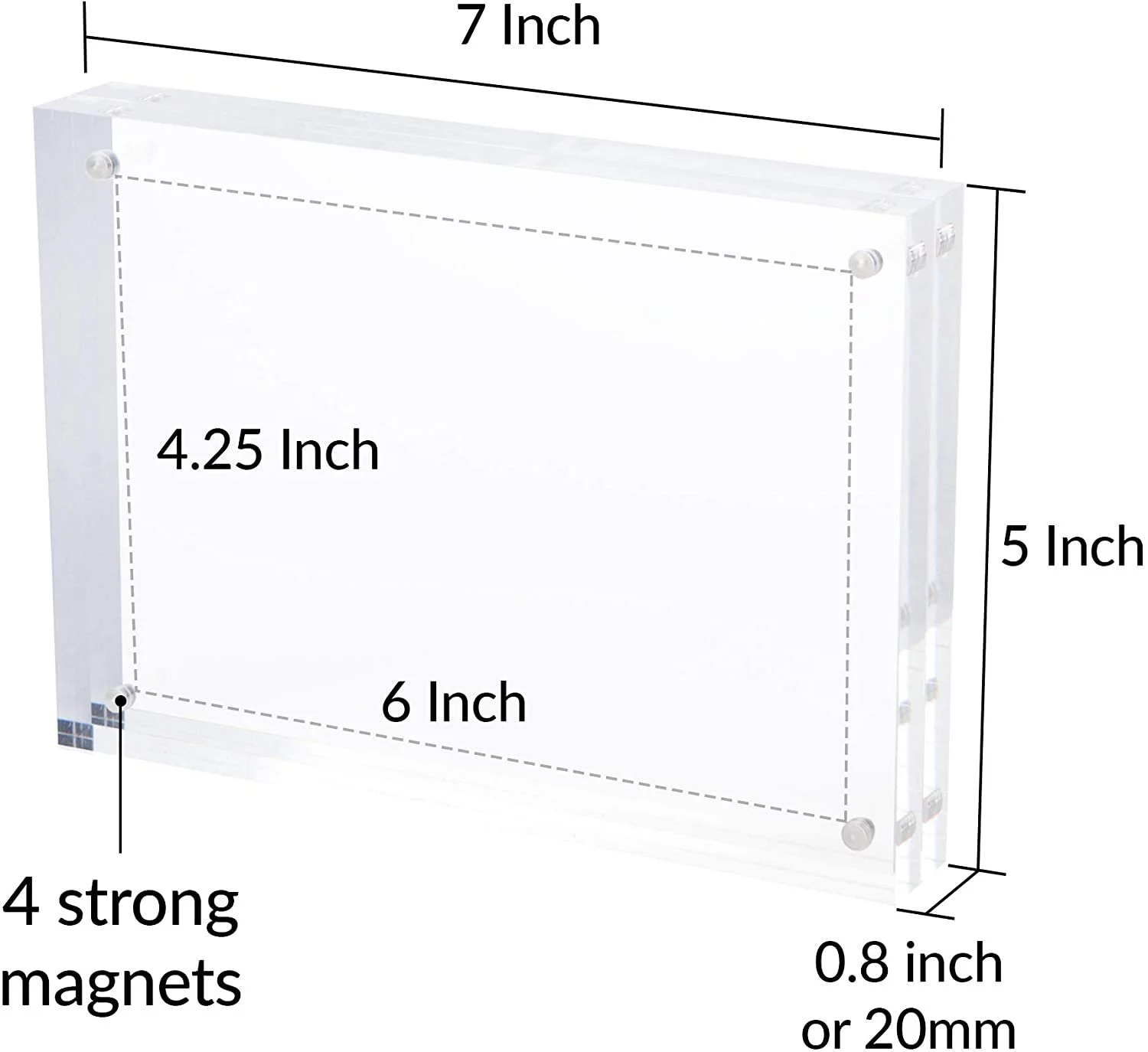 SimbaLux Magnetic Acrylic Photo Frame 5 in x 7 in Free-Standing Clear Desktop Floating Display, Pack of 3