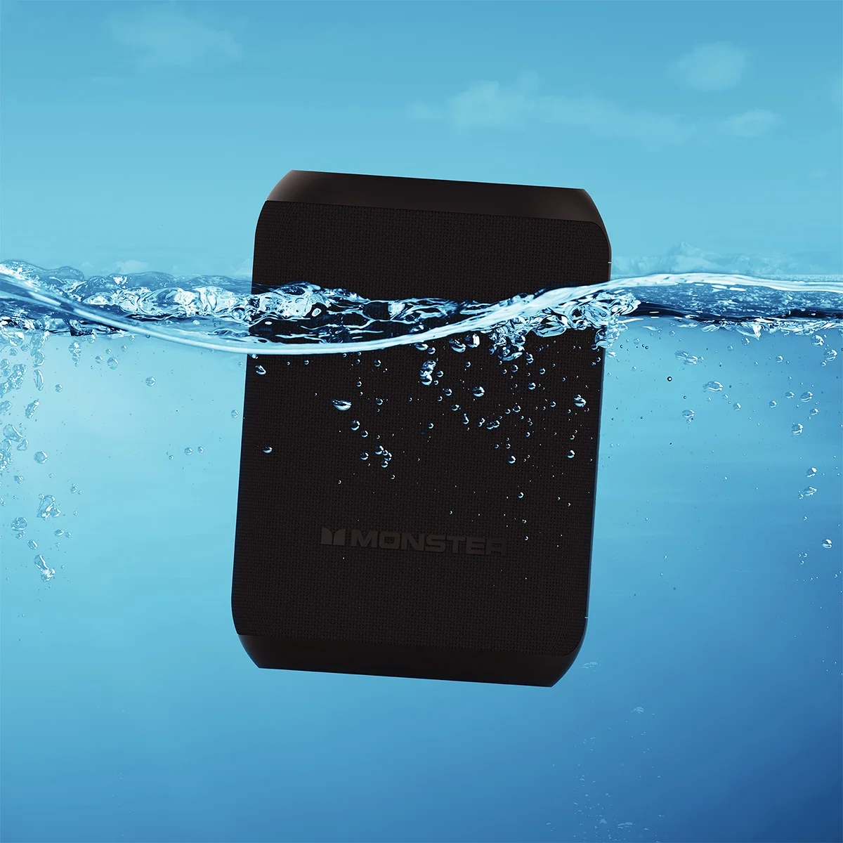 Monster DNA One Waterproof Portable Bluetooth Speaker with Omnidirectional Sound & Qi Wireless Charging Base (Black)