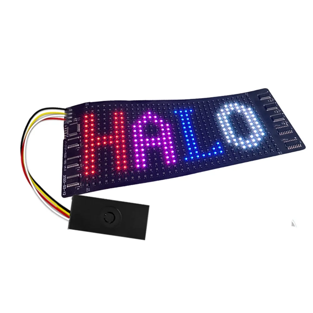 KKMOL RGB Flexible Display Color Screen LED Module Strip Light BT App Control Custom Text Pattern for Store Car Bar Hotel Black