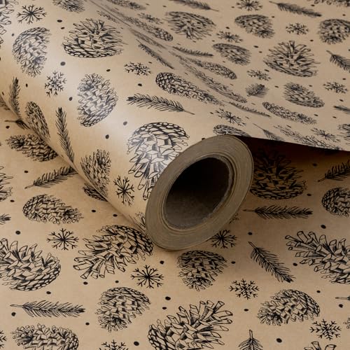 RUSPEPA Christmas Wrapping Paper, Jumbo Roll Kraft Paper - Christmas Tree Design for Holiday Gift Wrap - 30 Inches x 100 Feet