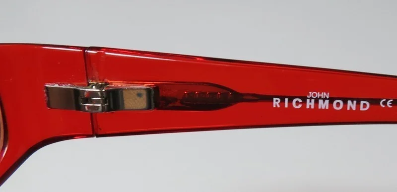 NEW JOHN RICHMOND 00101 WOMENS/LADIES DESIGNER FULL-RIM TRANSPARENT RED MUST HAVE STUNNING HOT FRAME DEMO LENSES 52-15-125 FLEXIBLE HINGES EYEGLASSES/EYEGLASS FRAME