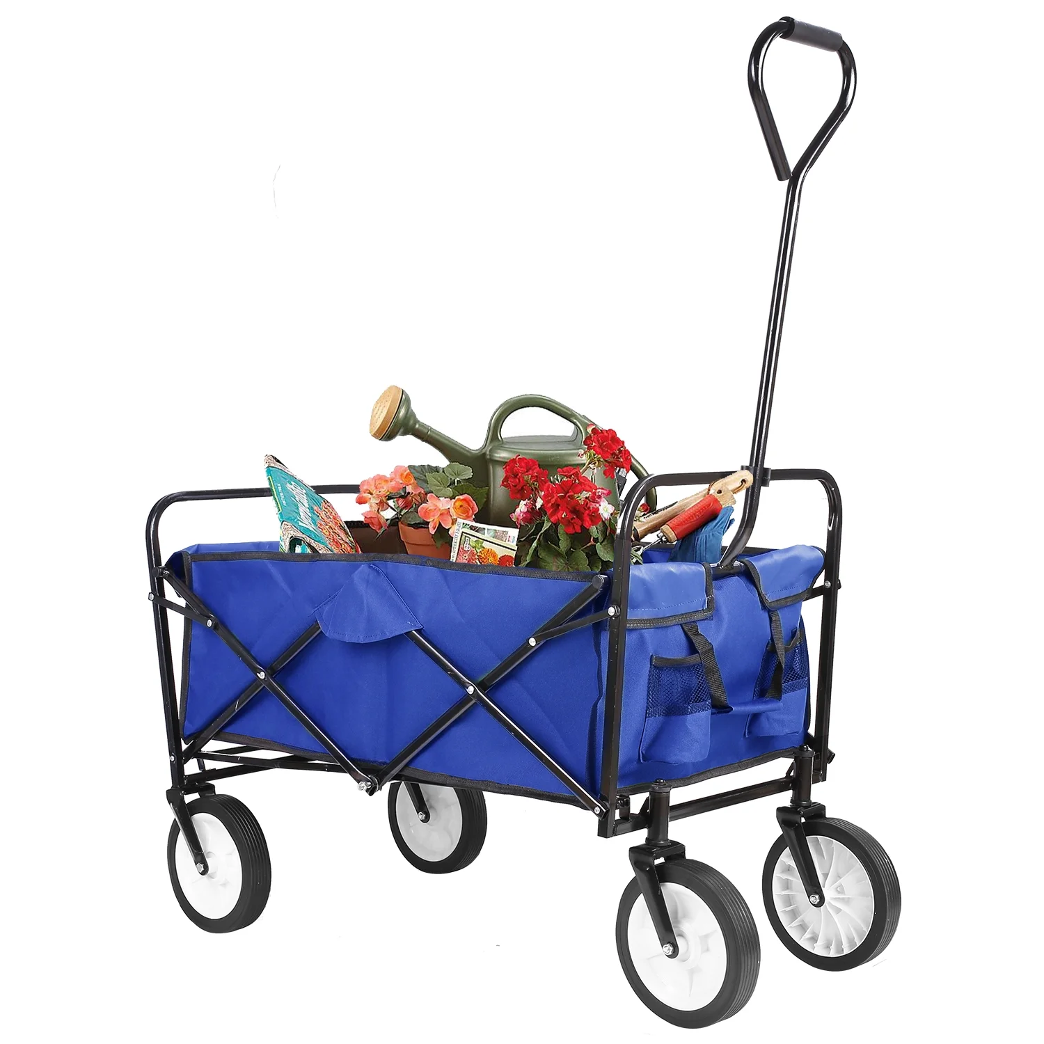 LAZY BUDDY Outdoor Camping Cart Collapsible Utility Wagon Grocery Cart Folding Garden Cart