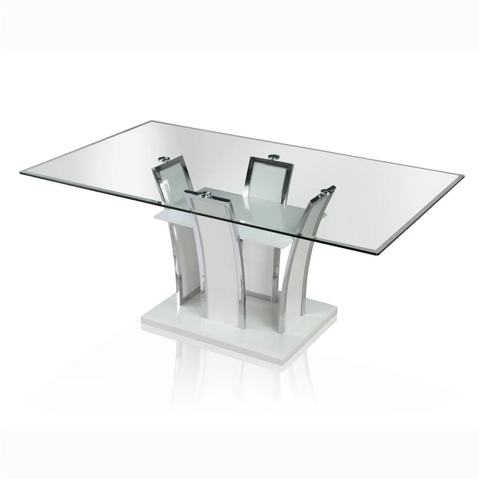 Furniture of America Valery Contemporary Glass Top Dining Table in White