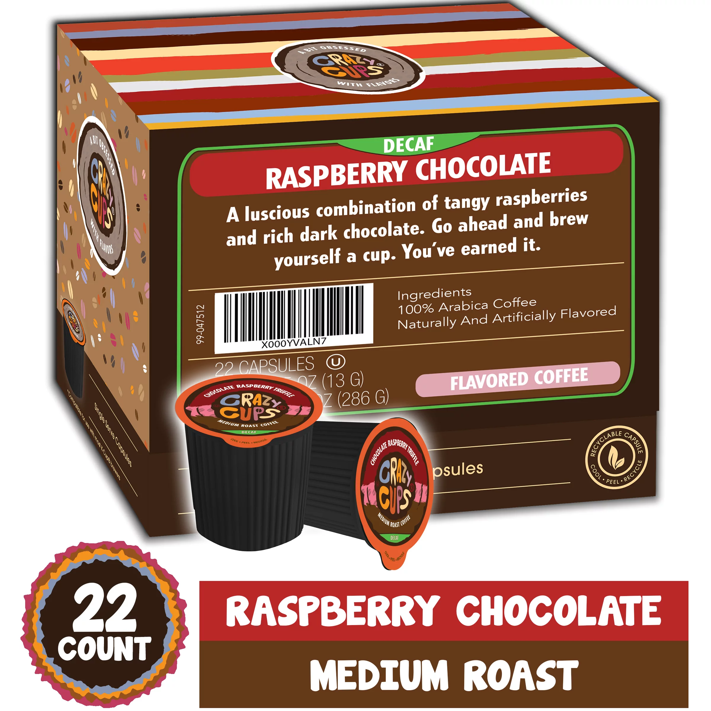 Chocolate Raspberry Decaf Flavored Coffee by Crazy Cups