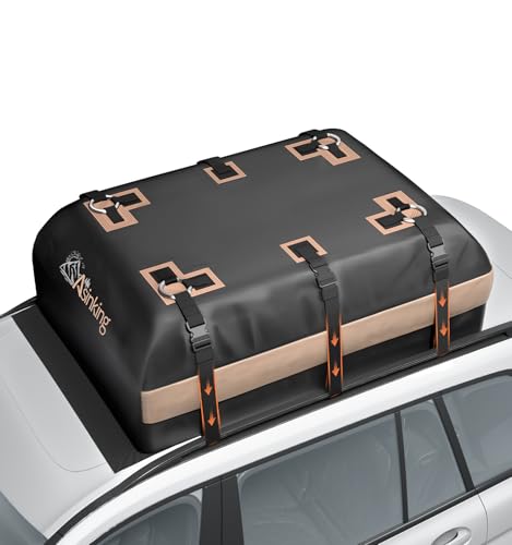 Asinking Car Rooftop Cargo Carrier Bag, 22 Cubic Feet Waterproof Roof Cargo Bag, 500Lbs Break Strength, Fit Vehicles with/Without Roof Rack, Includes Anti-Slip Mat, 6 Door Hooks, Luggage Lock