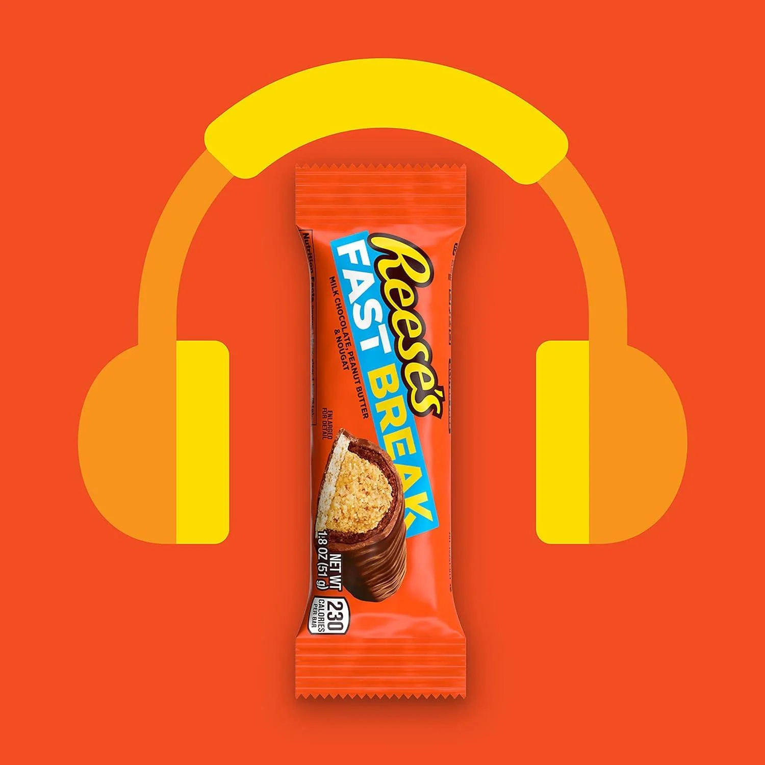 8 pack of REESE'S FAST BREAK Peanut Butter Nougat Candy Bars- A Tasty Treat | 1.8 oz | RADYAN