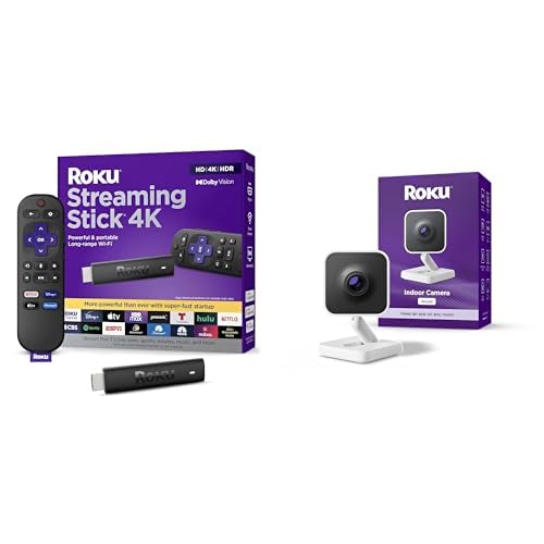Roku Streaming Stick 4K - HDR & Dolby Vision Roku Streaming Device for TV with Voice Remote & Long-Range Wi-Fi - Free & Live TV