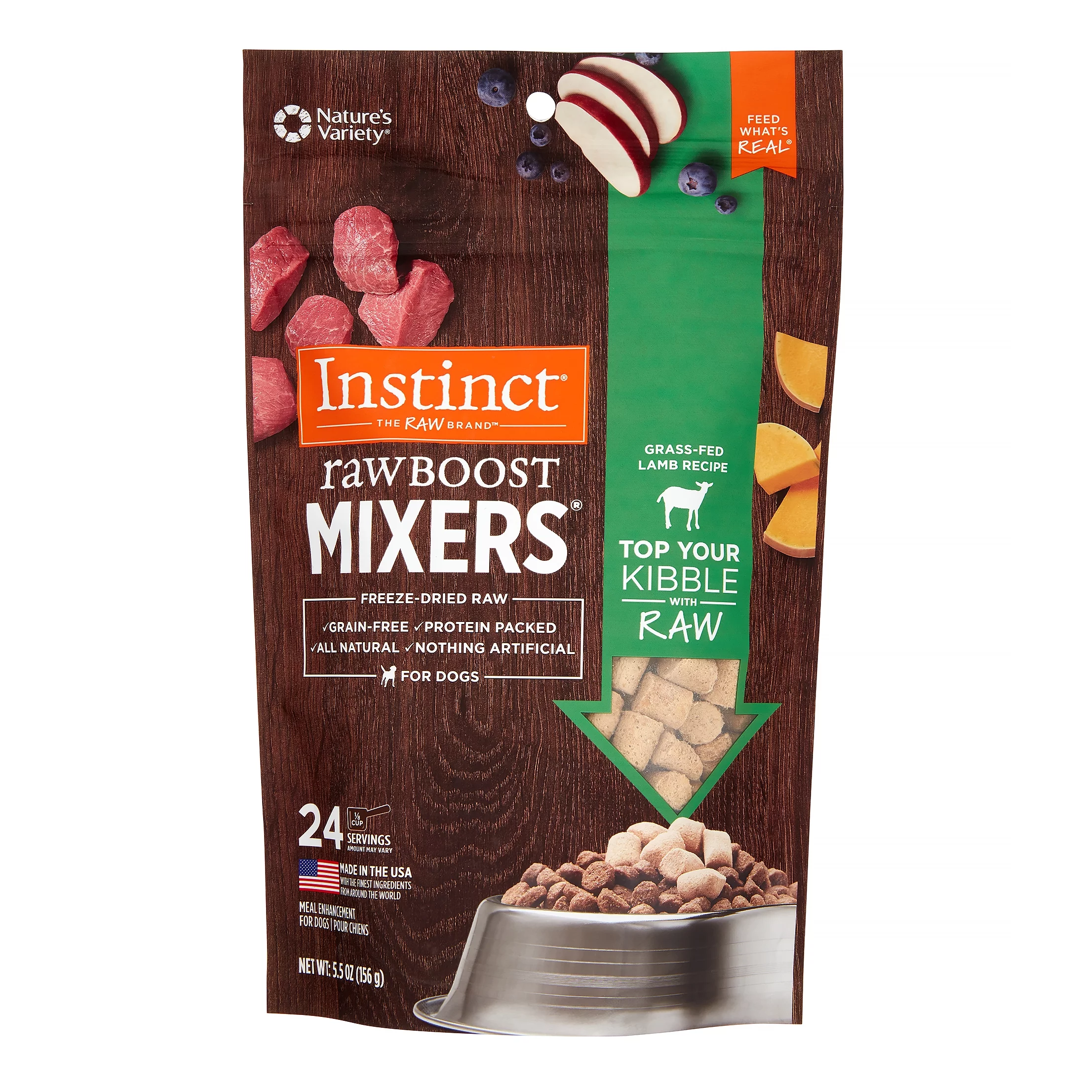 Instinct Freeze Dried Raw Boost Mixers Grain Free Grass Fed Lamb Recipe All Natural Dog Food Topper by Nature
